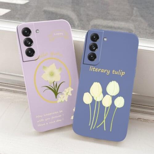 Tulip Case For Samsung Galaxy S21 S20 FE S10 Note 20 10 Ultra Plus A72 A52 A42 A32 A71 A51 A41 A31 A21S Soft Phone Cover Case