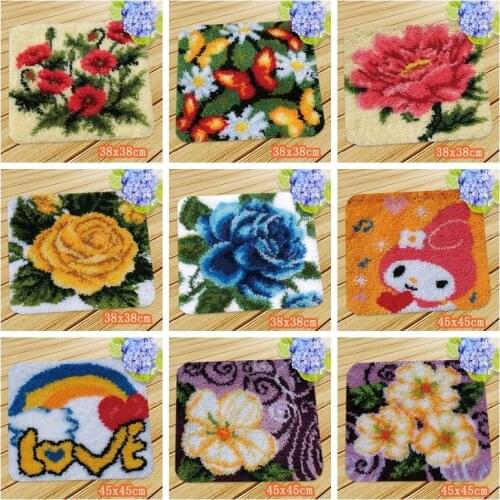Flower Latch Hook Cushion Knooppakket Klink Haak Kleed Bloemen Do It Yourself Kit Almofadas Needlework Mat Cuscini Divano Forme
