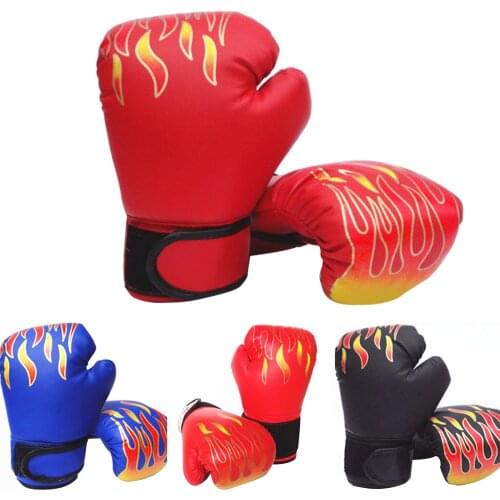 Childrens Boxing Gloves Breathable PU Leather Flame Sanda Fighting Training Accessories Kids Professional Sparring Sports Goods