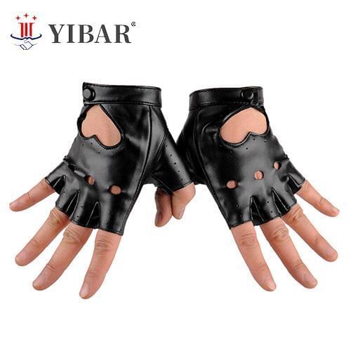 PU Leather Gloves Punk Hip-hop Half-finger Round Tactical Gloves Without Fingers Nail Glove