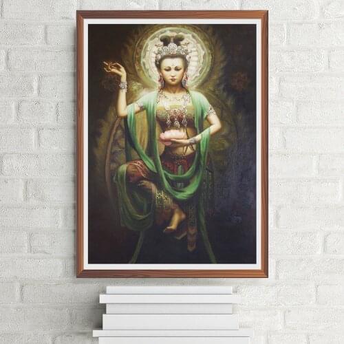 Kwan Yin and Guanyin Prints Pictures Room Wall Art Decor God Bless You No Frame Poster Oil Painting Decoration