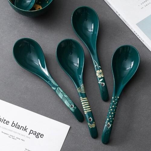 Creative ceramic large spoon underglaze large spoon household large male spoon Nordic personality long handle soup spoon