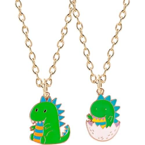 Creative Cartoon Necklace Dinosaur Diy Dripping Oil Jewelry Accessories Green Broken Shell Animal Pendant Cute Pendant Lady Gift