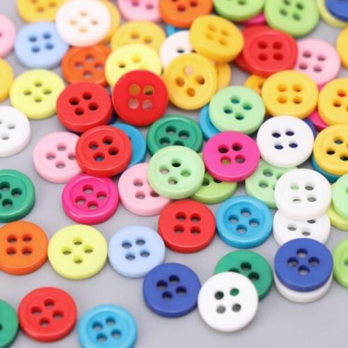 100Pcs 4 Holes Mixed Color Round Resin Buttons Fit For Sewing And Scrapbook 9mm Y4QA