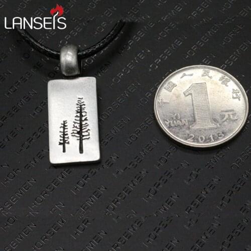 Lanseis10pc Nature Jewelry Pine Tree men Necklace punk Modern Tree Pendant handmade jewelry