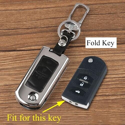 Metallic Key Holder Bag Case Keyfob Ring Chain Parts Fit For Mazda 3 6 2003-2011 Accessories Trim 3 Button Key Box Fob Cover