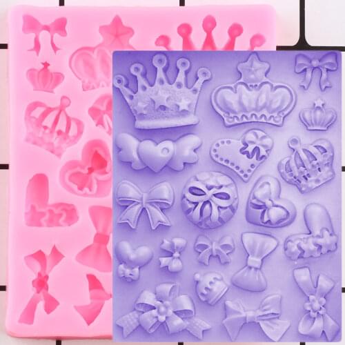Cartoon Crown Bow Tie Silicone Molds DIY Wedding Cupcake Topper Fondant Cake Decorating Tools Jelly Candy Chocolate Baking Mould