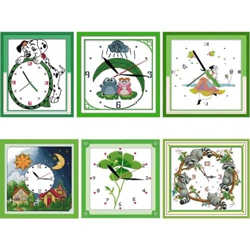 Cross-Stitch Hold on Times Clock Embroidery Needlework Kit Stamped Patterns 11CT 14CT Print Counted Thread Craft Home Decor Gift