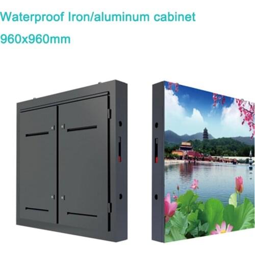 Outdoor P10mm Fixed Installation 960x960mm Waterproof Iron Cabinet LED Display Video Wall, Led Display Screen For Outside Street