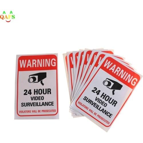 5Pcs/lot Wall Sticker 24H Video Camera System Warning Sign Wall Decal Surveillance Monitor Decal Public Area Security