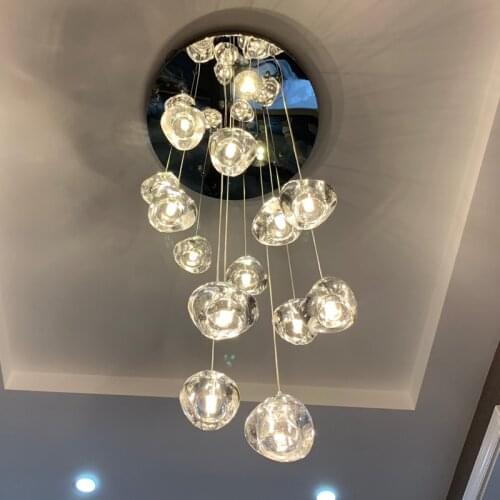 New style living room kitchen chandelier long staircase lighting shopping mall luxury villa hotel light loft crystal ball LED ch