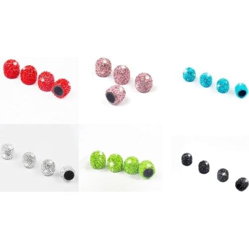 E9LF 4x Handmade Crystal Rhinestone Valve-Stem Air Cover-Bling for SUVs Bicycle