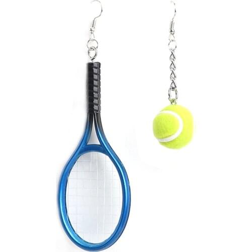 New Fashion Colorful Sport Tennis Racket Drop Earrings Funny Plastic Tennis Ball Dangle Earrings Punk Sport Party Jewelry Gifts