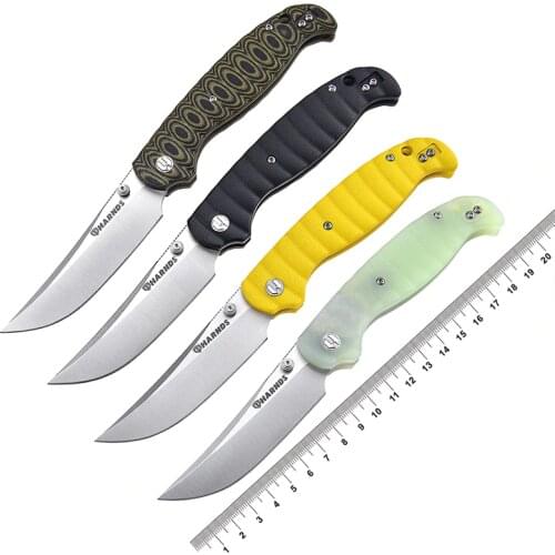 HARNDS Giant Silkworm Tactical Folding Knife Sandvik 14C28N Steel Blade G10 Handle Camping Pocket Knife Reversible Pocket Clip