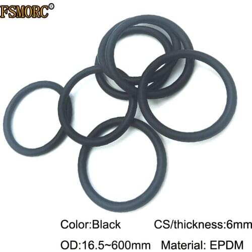 OD16.5mm~600mm*6mm thickness/CS Black EPDM o rings acid and alkali resistance water resistance and friction resistance o-ring