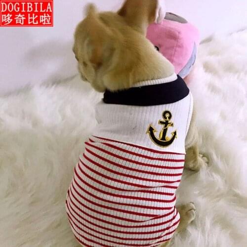 Pet clothing embroidered Navy boatswain T-shirt dog clothing suitable for large medium and small dogs