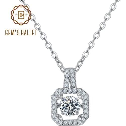 GEMS BALLET 925 Sterling Silver Jewelry 0.5Ct D Color Moissanite Diamond Necklace with Twinkle Setting Moissanite Stone
