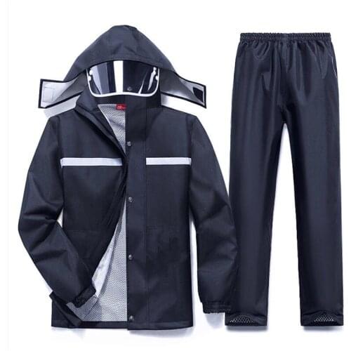 2020 Women Raincoat Men Black Rain Clothes covers Impermeable Rainwear Poncho Waterproof Hooded Rain Coat With Rain Pants Set