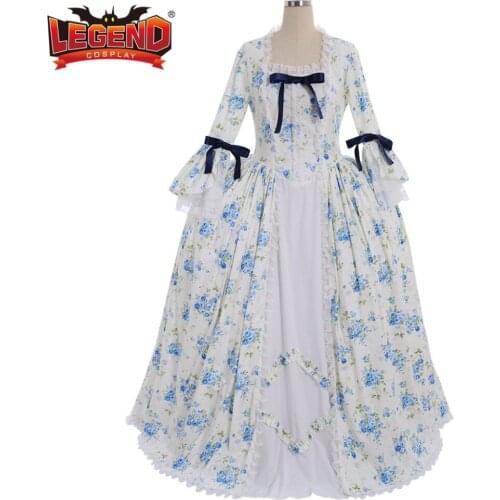 Rococo Style Flower Print Victorian Civil War/Southern Belle Ball Gown Dress custom made