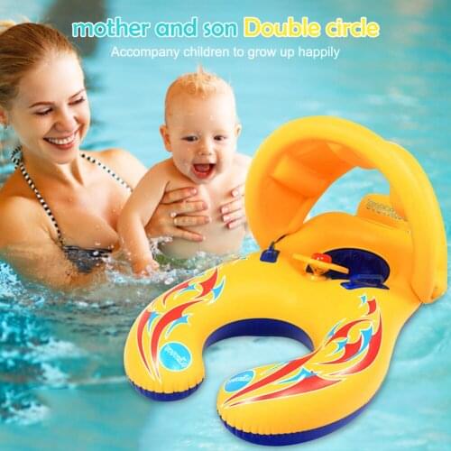 Swimming Baby Accessories Baby Swimming Float Inflatable Safety Infant Float Circle Double Raft Rings Water Toy with Sunshade