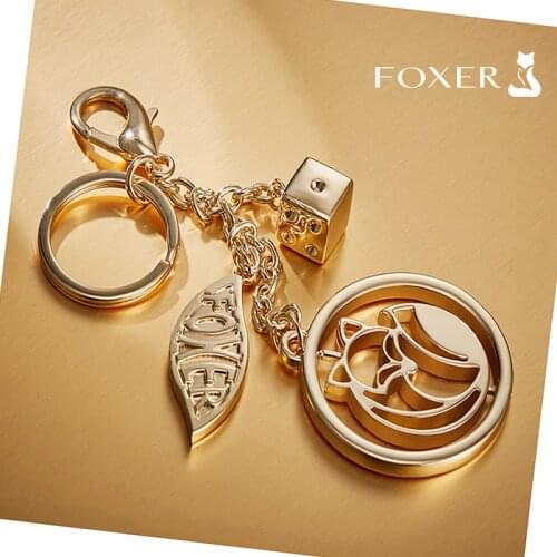 FOXER Brand Original Design Pendant Lady Bag Accessories Car Key Chain Fur Pendant Women Wallet Luxury Jewelry Pendant