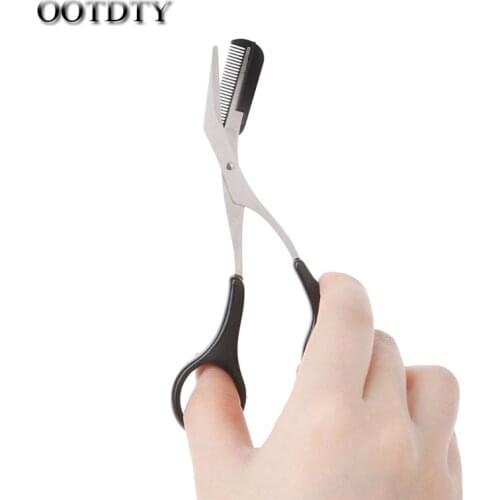 OOTDTY Women Eyebrow Trimmer Scissors Comb Eyelash Hair Removal Grooming Cutter Shaping hand tools dorp shipping