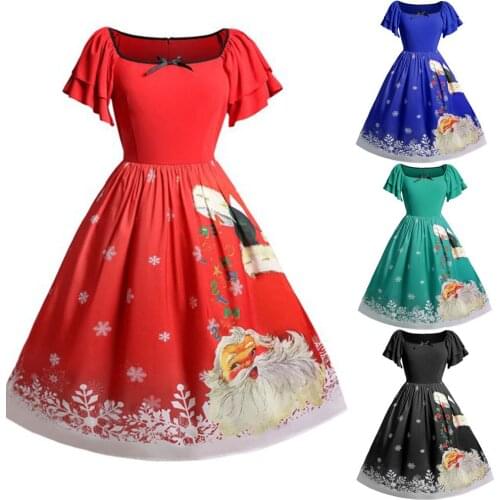 Plus Size Santa Christmas Vintage Swing Flare Dress Up 50s Xmas Rockabilly