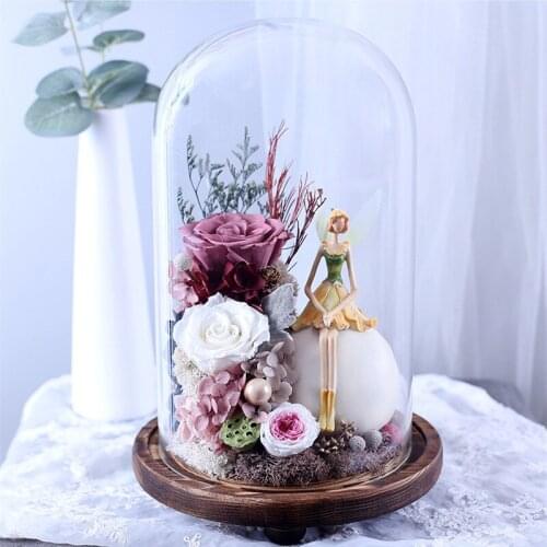 13*21cm Middle Size Glass Dome Home Decoration Three Legs Log Base Transparent Cover Wedding DIY Friend Favor Gift