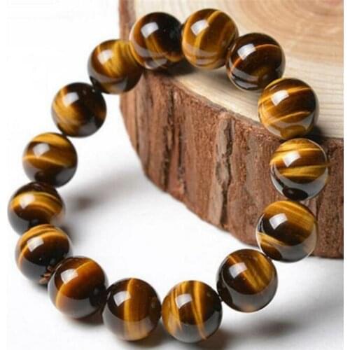 Jewelry Free Shipping Natural Brown Tiger eye Stone Beads Men Womens Bracelet Elastic Bangle 10mm12mm 14mm 16mm 18mm Bead