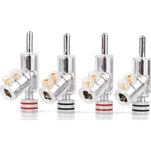 HIFI Lockable Speaker Cable Banana Plug Connector Speaker Wire Connector 4Pcs
