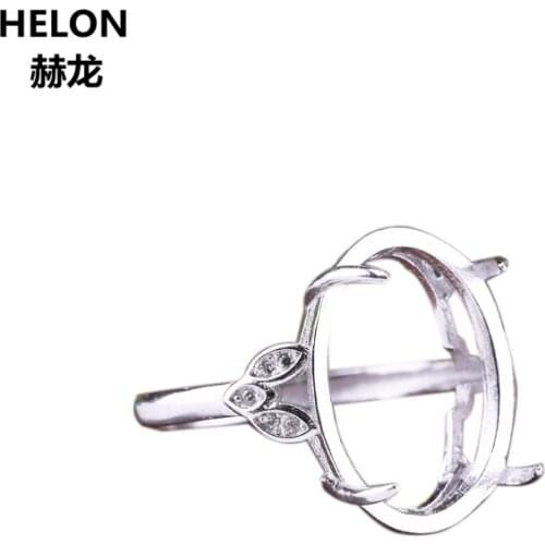 925 Sterling Silver Engagement Wedding Ring Women Crystal 14X18MM OVAL Cabochon Semi Mount Ring for Opal Amber Setting Jewelry
