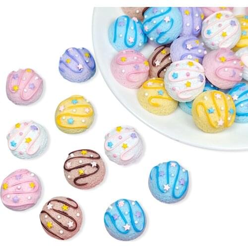 10Pcs Resin Half Side Star Ice Cream Balls DIY Crafts Scrapbook Phone Shell Patch Arts Kids Hair Accessories Decor embellishment