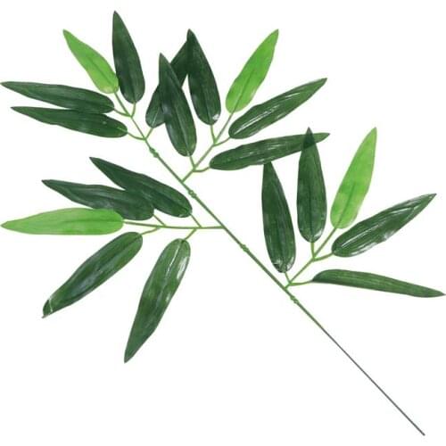 12pcs Artificial Green Bamboo Leaves Decorations Fake Green Plants Silk Plastic Simulation Leaves For Hotel Office Decoration
