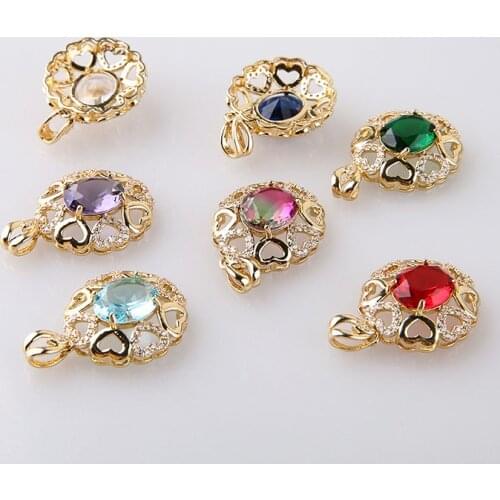 2pcs Copper Plated Crystal Gem Hollow Earrings For Women Female Love Lace Pendant Vintage DIY Jewelry Necklace Hairpin Material