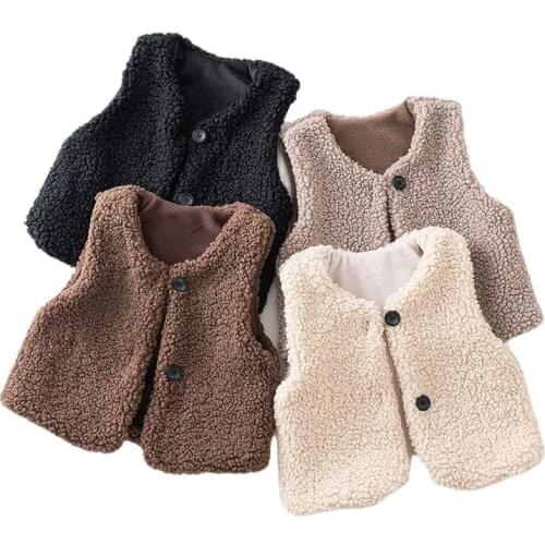 2021 Spring Winter Baby Thick Vest Girls Boys Berber Fleece Plush Vest Baby Girl Winter Clothes