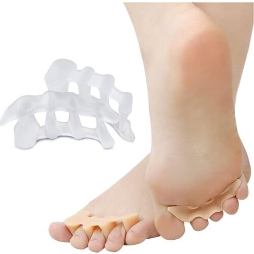 4pcs=2pairs Toe Finger Valgus Pedicure Thumb Orthopedicmat For Feet Silicone Gel Sole Professional Three-Hole Separate