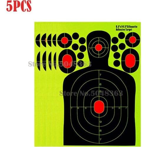 5Pcs 14.54*9.5 inch Half-Length Humanoid Shooting Target Paper Fluorescent Sticker Hunting Training Target Paper Splash Sticker