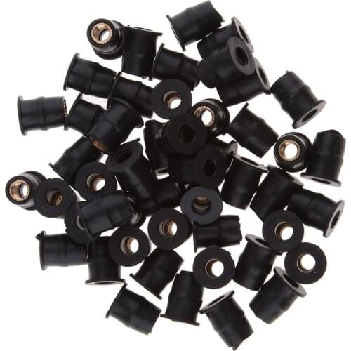 50pcs Black M5 Rubber Windshield Well Nut Mounting Kit Replacement