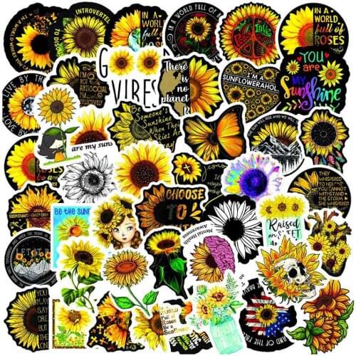 50Pcs Sunflower You Are My Sunshine Stickers DIY Scrapbook For Laptop Guitar Car Helmet Classic Toy Sticker