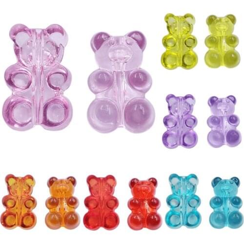 50Pcs Transparent Bear DIY Accessories Handing Craft For Jewelry Making Necklace Bracelet Pendant Candy Color