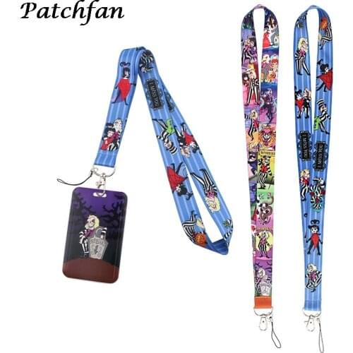 AD307 Patchfan Cartoon Horror Card Holder ID Holder Man Woman Bus Card Holder Staff Card With Lanyard