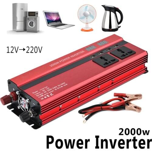 2000W Car LED Inverter 12v 220v Converter DC 12 v to 220v 4 USB Ports Charger Veicular Car Power Inverter Dual Display Inversor