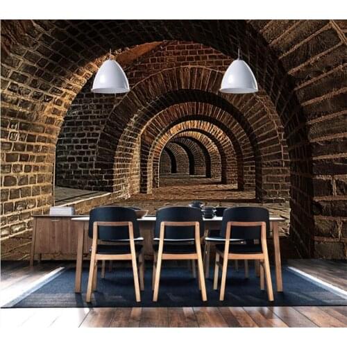 Beibehang Custom wallpaper stereo 3D обои tunnel brick wall background mural papel de parede living room bedroom cafe wallpaper