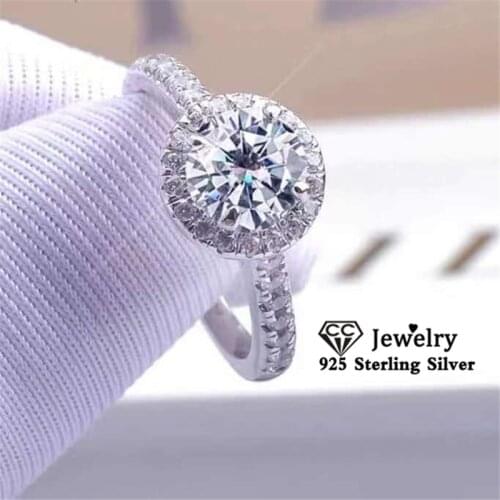 CC Ring Ladies Ring Wedding Engagement Bride Fashion Jewelry Round Cubic Zirconia Platinum Color Fine Jewelry CC583