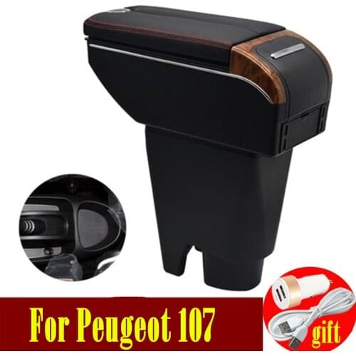 For Citroen C1 Peugeot 107 Toyota Aygo BJ BYD F0 Armrest Box Double doors open 7USB Centre Console Storage Box Arm Rest