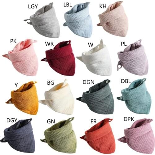 1Pc Baby Infant Double Layer Cotton Bib Newborn Solid Color Triangle Scarf Feeding Saliva Towel Bandana Burp Cloth