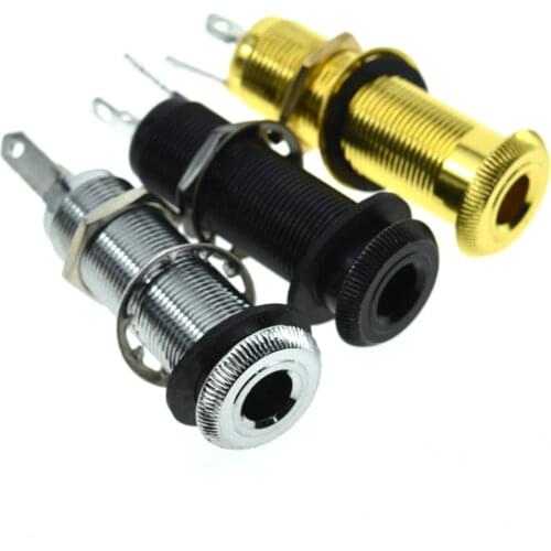 Dopro Black/Chrome Guitar Bass Barrel Jack Cylinder Input Output Jack 3 Poles Mono