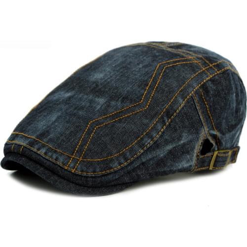 Washed Denim Beret Hat Vintage Jean Flat Cap British Western Style Advance Flat Ivy Hat Retro Boina Snapback Baseball Cap Bone