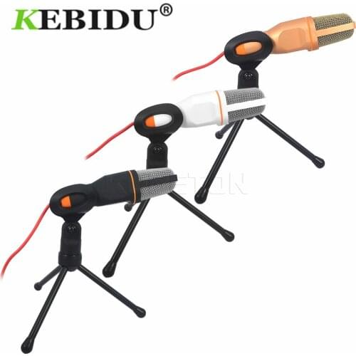Kebidu SF-666 Wired Microphone+Holder Stand Clip Audio Stereo Condenser For PC Chatting Singing Karaoke Laptop Newest