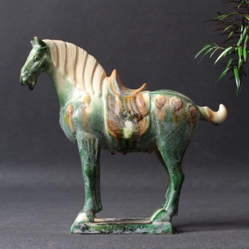 Chinese antique ceramic horse decoration Tang tricolor six horse home crafts gift horse to the success of the money immediately